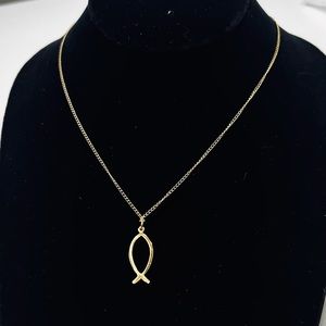 Vintage 12k GF THEDA Ichthys symbol Pendant & Chain